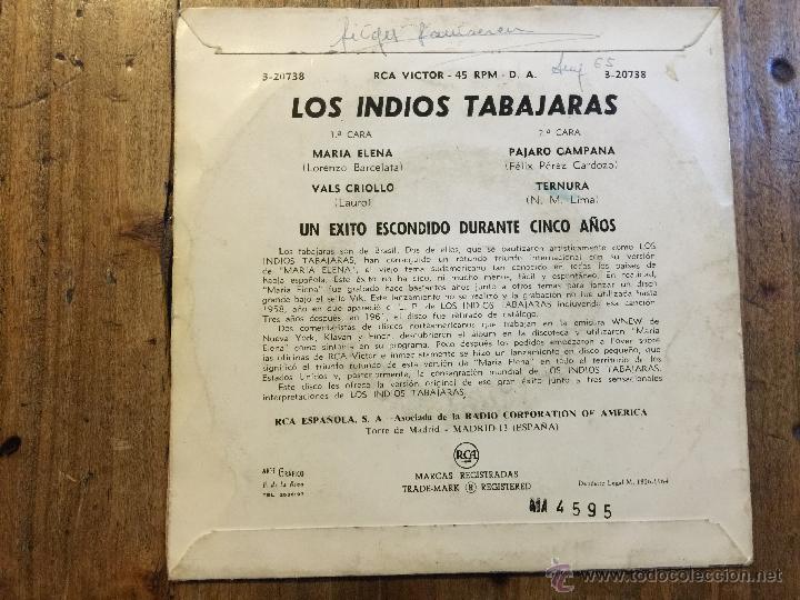 Discos de vinilo: Antiguo disco peque&ntilde;o. LOS INDIOS TABAJARAS, RCA Victor - Foto 2
