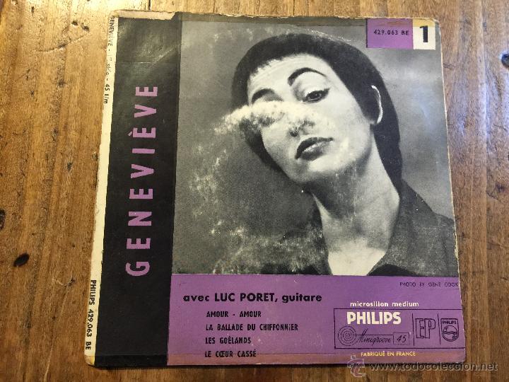 Discos de vinilo: Antiguo disco peque&ntilde;o. GENEVIEVE avec LUC PORET guitare. Amour-amour,... Philips