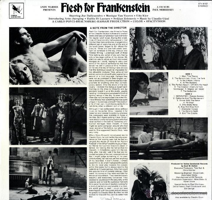 Discos de vinilo: ANDY WARHOLS FLESH FOR FRANKENSTEIN. - Foto 2