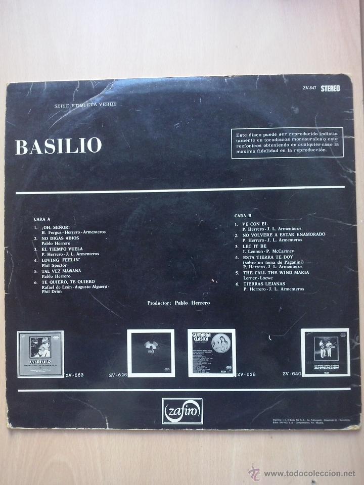 Discos de vinilo: basilio - lp zafiro 1975 - Foto 2