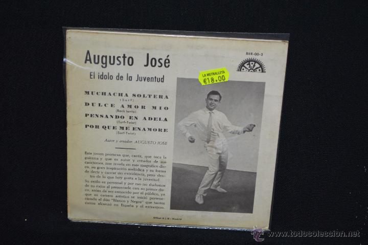 Discos de vinilo: AUGUSTO JOSE - MUCHACHA SOLTERA +3 - EP - Foto 2