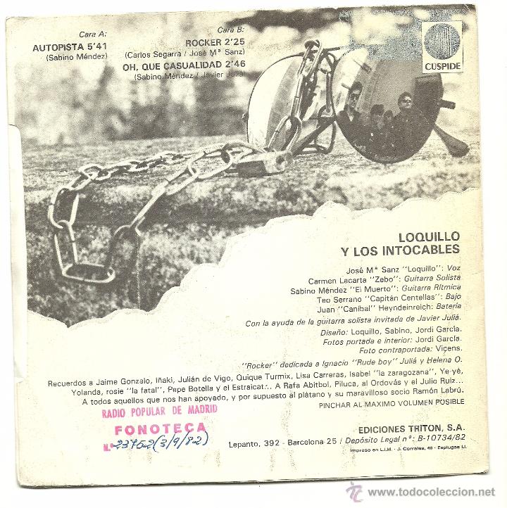 Discos de vinilo: LOQUILLO y LOS INTOCABLES. Autopista     ( vinilo single 1982) - Foto 2
