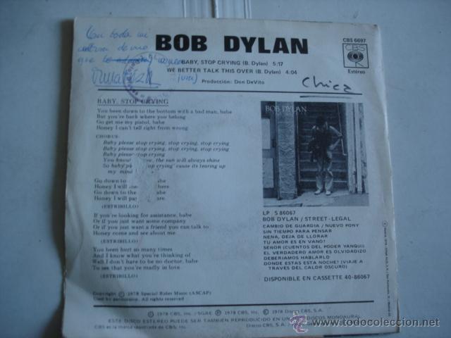 Discos de vinilo: BOB DYLAN BABY STOP CRYING - Foto 2
