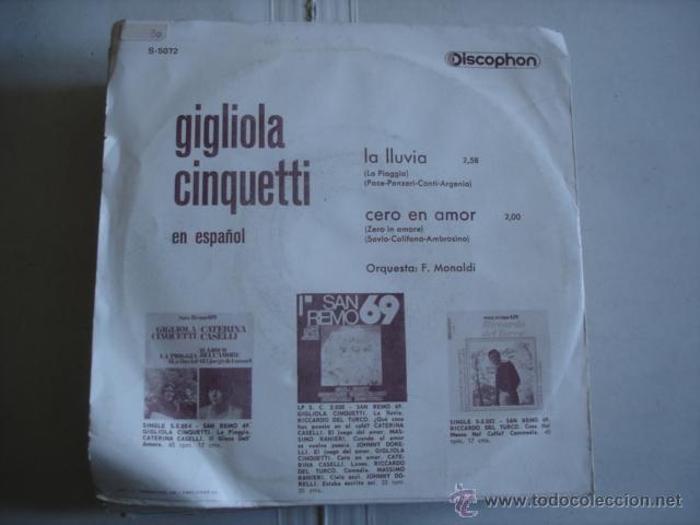 Discos de vinilo: GIGLIOLA CINQUETTI LA LLUVIA - Foto 2