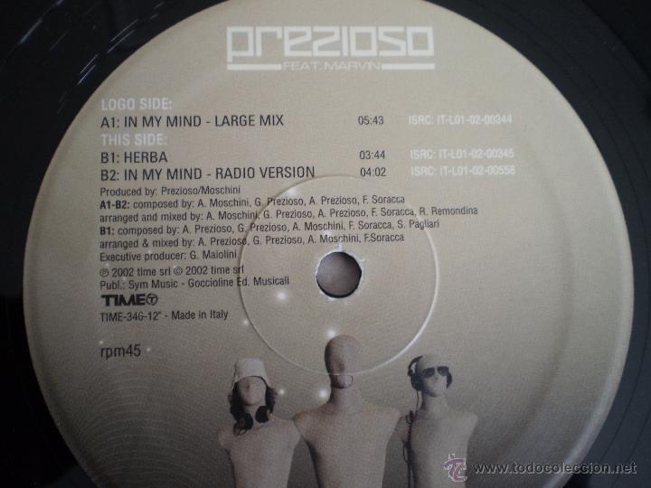 Discos de vinilo: MAXI 33. PREZIOSO FEAT MARVIN. IN MY MIND - Foto 2