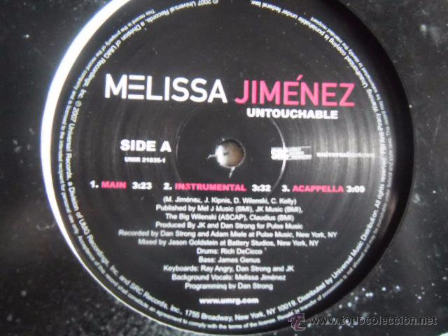 Discos de vinilo: MELISSA JIMENEZ - UNTOUCHABLE MAXI 12 USA 2007 - Foto 2 - 49018909