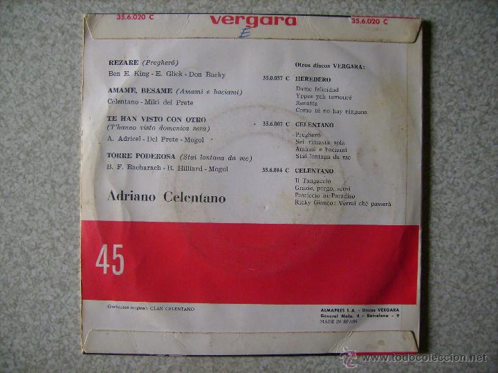 Discos de vinilo: ADRIANO CELENTANO.REZARE + 3..PEDIDO MINIMO 5&euro; - Foto 2