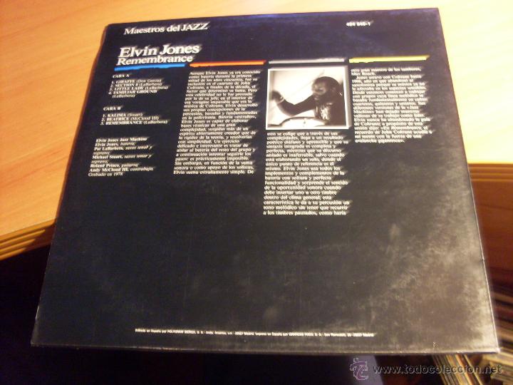 Discos de vinilo: ELVIN JONES (REMEMBRANCE) LP ESPA&Ntilde;A (B-9) - Foto 3
