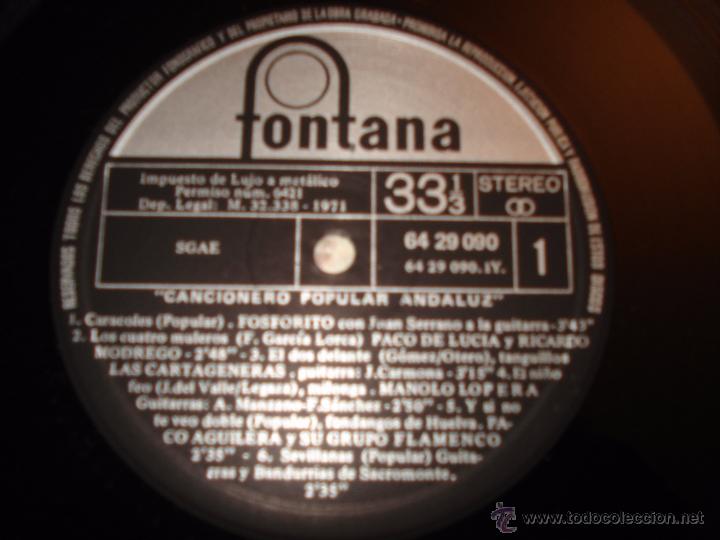 Discos de vinilo: CANCIONERO POPULAR ANDALUZ - Foto 2