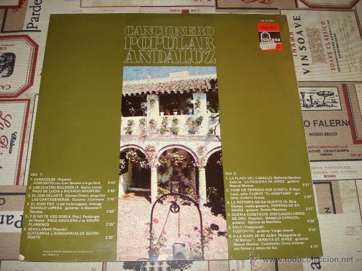 Discos de vinilo: CANCIONERO POPULAR ANDALUZ - Foto 3
