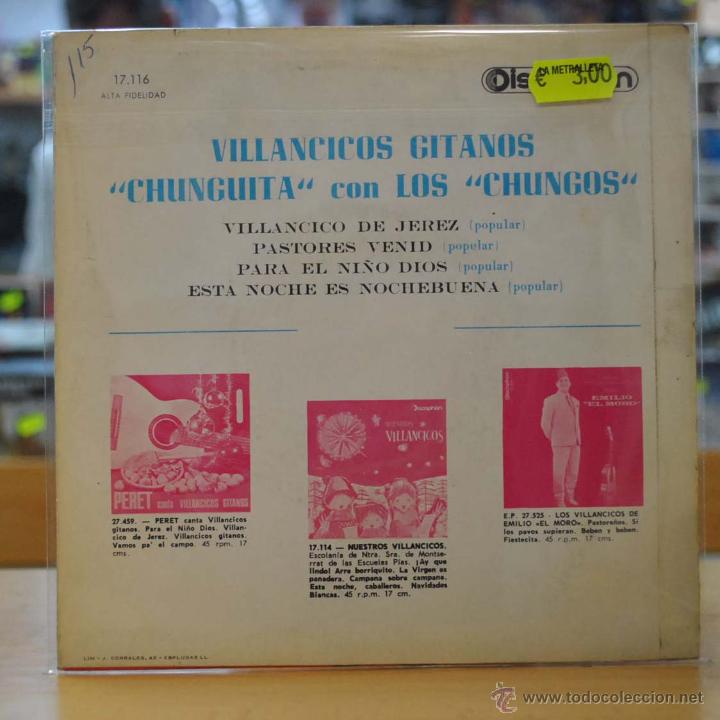 Discos de vinilo: CHUNGUITA CON LOS CHUNGOS - VILLANCICOS GITANOS - EP - Foto 2