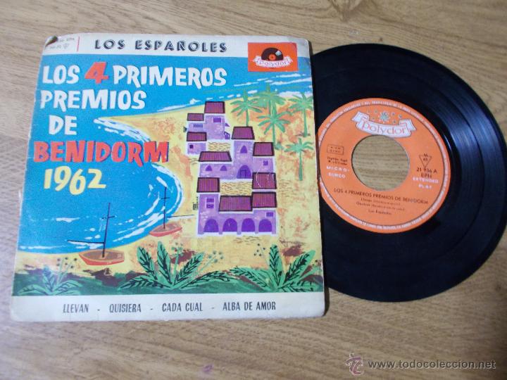 Discos de vinilo: LOS 4 PRIMEROS PREMIOS DE BENIDORM 1962 - Foto 1