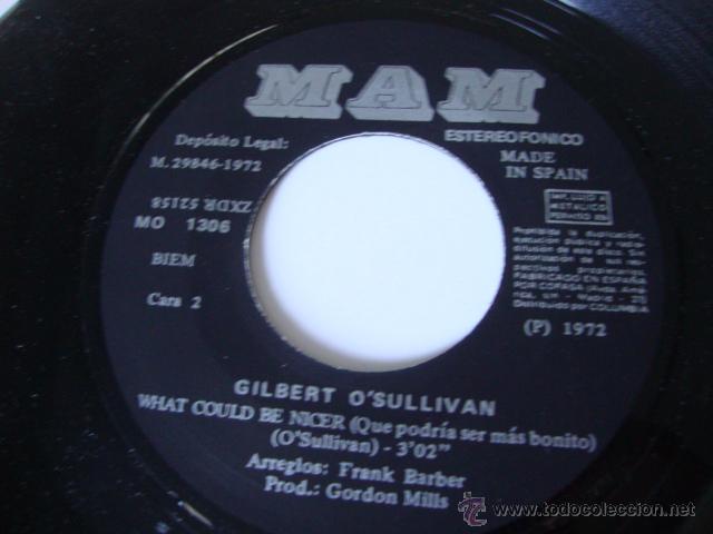 Discos de vinilo: SINGLE GILBERT OSULLIVAN / CLAIR / WHAT COULD BE NICER (SINGLE 1972) - Foto 3