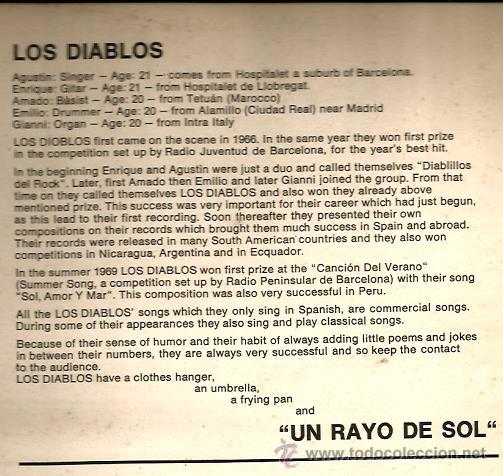 Discos de vinilo: LP LOS DIABLOS : UN RAYO DE SOL ( EDITADO EN ALEMANIA ) - Foto 2