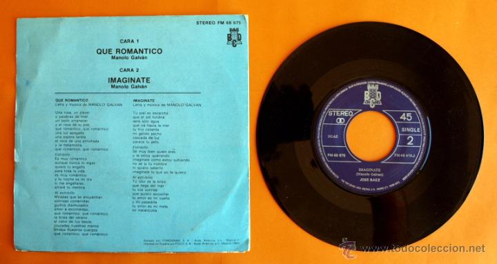 Discos de vinilo: DISCO DE VINILO - JOSE BAEZ - QUE ROMANTICO, IMAGINATE - - Foto 2