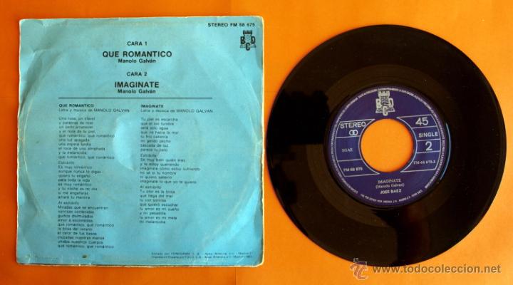 Discos de vinilo: DISCO DE VINILO - JOSE BAEZ - QUE ROMANTICO, IMAGINATE - - Foto 2