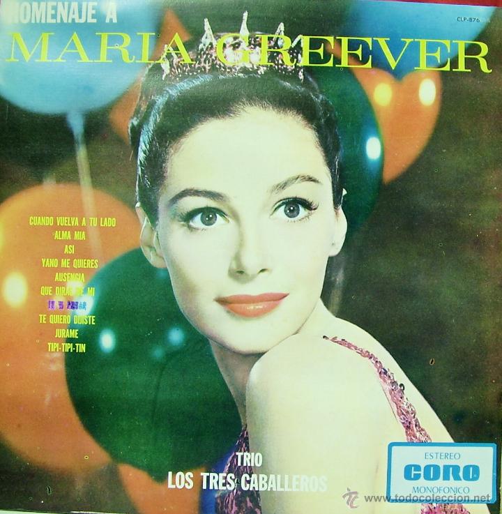 Disques de vinyle: TRIO LOS TRES CABALLEROS-HOMENAJE A MARIA GREEVER LP VINILO 1964 (MEXICO)