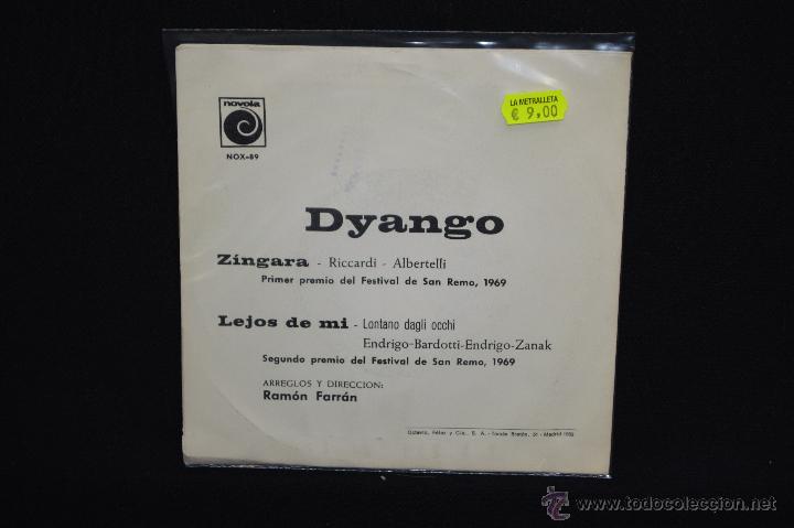 Discos de vinilo: DYANGO - ZINGARA / LEJOS DE MI - SINGLE - Foto 2