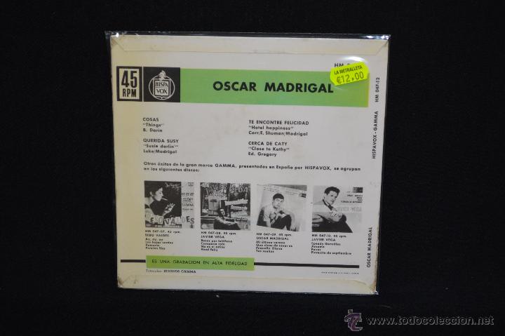 Discos de vinilo: OSCAR MADRIGAL - COSAS +3 - EP - Foto 2