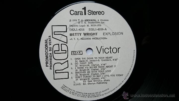 Discos de vinilo: BETTY WRIGHT - EXPLOSION! (1&ordf; EDICION PROMO 1976) - Foto 3