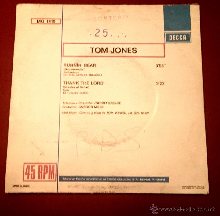 Discos de vinilo: TOM JONES - Runnin&acute;bear - DECCA 1974 - Foto 2