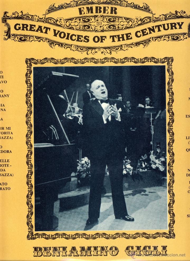Discos de vinil: BENIAMINO GIGLI.- EMBER CREAT VOICES OF THE CENTURY.-