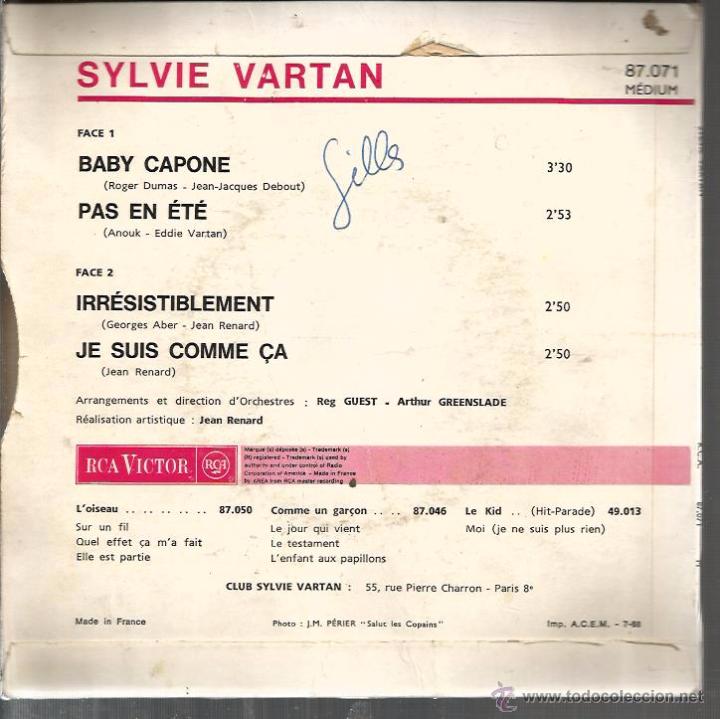 Discos de vinilo: EP SYLVIE VARTAN : BABY CAPONE - Foto 2