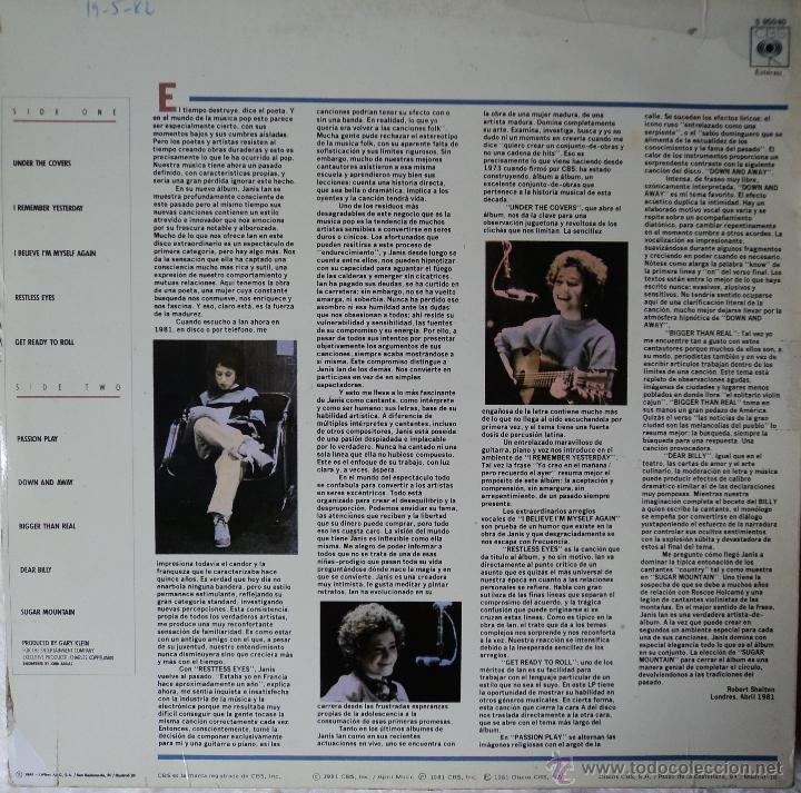 Discos de vinilo: Janis Ian - Restless Eyes - Edici&oacute;n de 1981 de Espa&ntilde;a - Foto 2