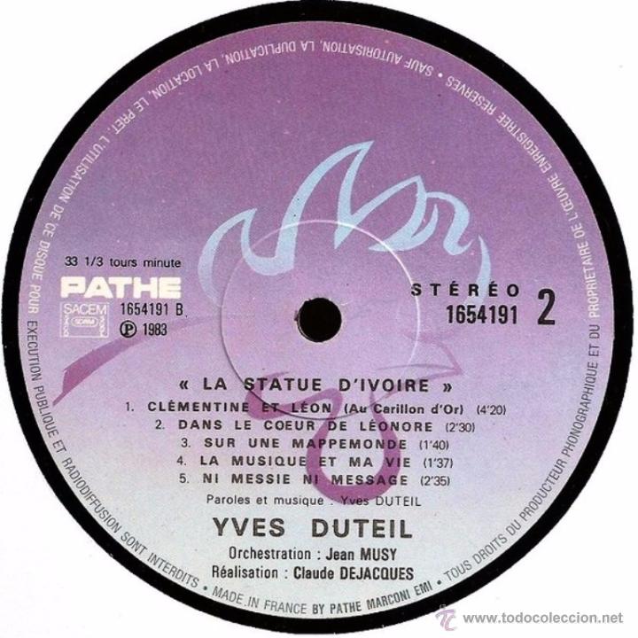 Discos de vinilo: LP franc&eacute;s de Yves Duteil a&ntilde;o 1983 - Foto 3