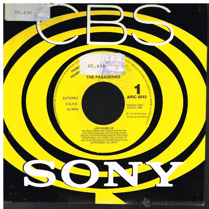 Discos de vinilo: The Pasadenas - Love Changes - Single 1991 - Promo - Foto 1
