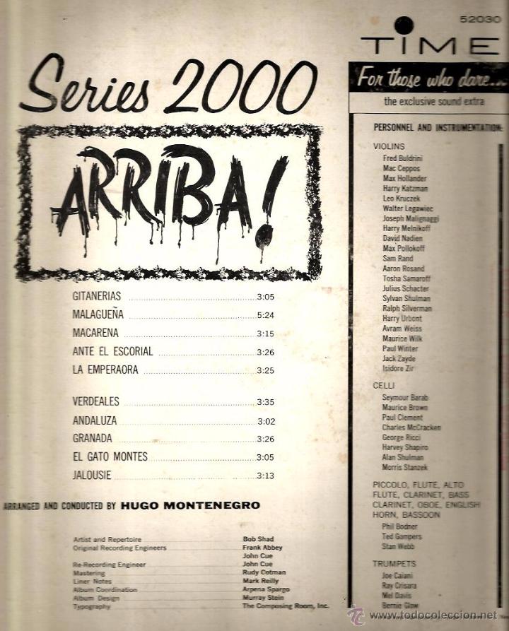 Discos de vinilo: LP HUGO MONTENEGRO : ARRIBA ! - Foto 2