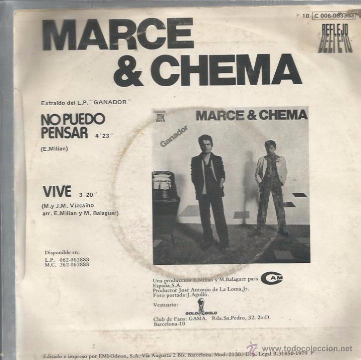 Discos de vinilo: SG MARCE & CHEMA : NO PUEDO PENSAR - Foto 2