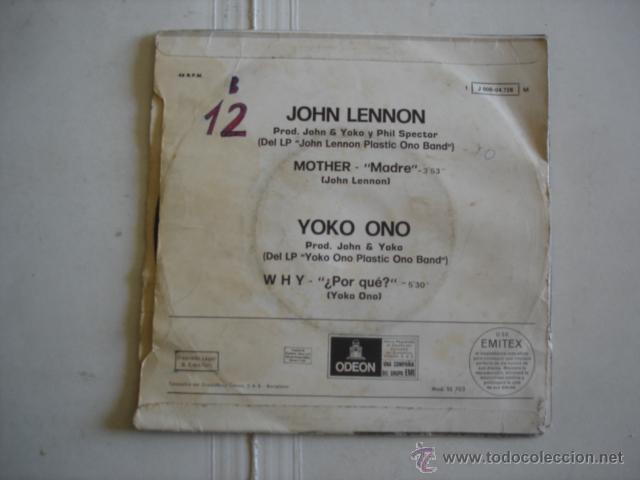 Discos de vinilo: JOHN LENNON / YOKO ONO MOTHER / WHY - Foto 2