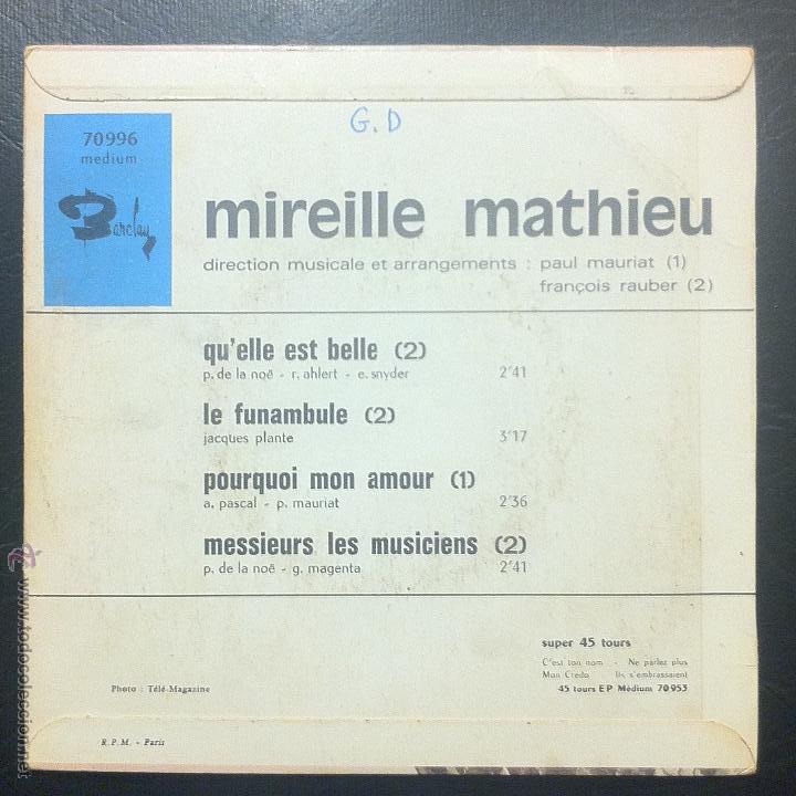 Discos de vinilo: SINGLE MIREILLE MATHIEU - POURQUOI MON AMOUR - BARCLAY. - Foto 2