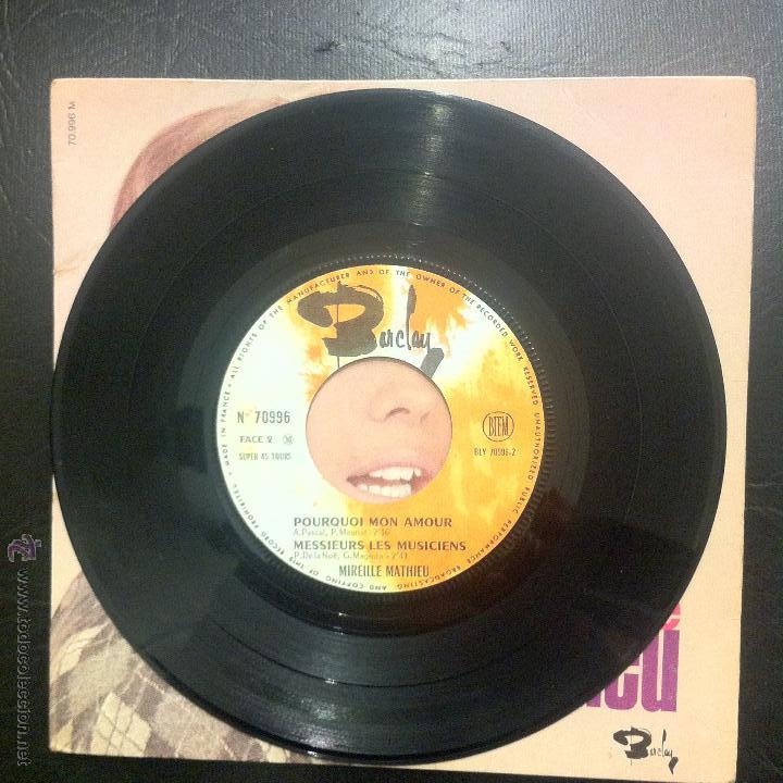 Discos de vinilo: SINGLE MIREILLE MATHIEU - POURQUOI MON AMOUR - BARCLAY. - Foto 4
