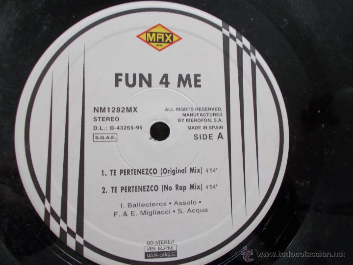Discos de vinilo: FUN 4 ME . PERTENEZCO. - Foto 2