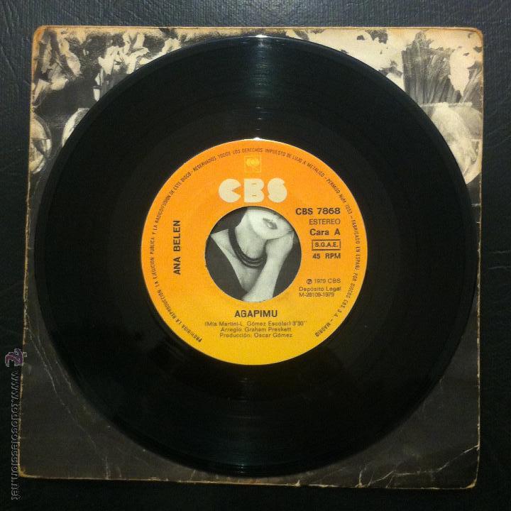 Discos de vinilo: SINGLE ANA BEL&Eacute;N - AGAPIMU - CBS 1979. - Foto 3