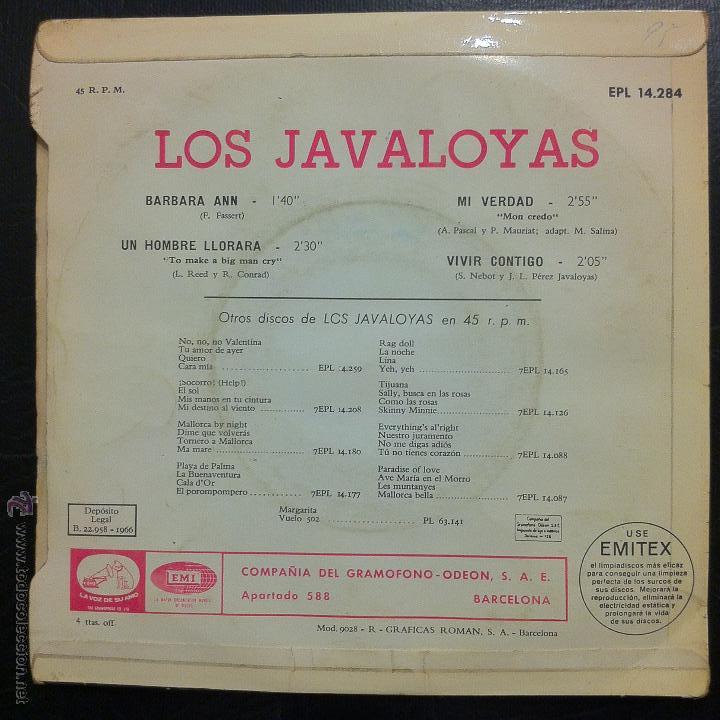 Discos de vinilo: SINGLE LOS JAVALOYAS - B&Aacute;RBARA ANN - LA VOZ DE SU AMO 1966. - Foto 2