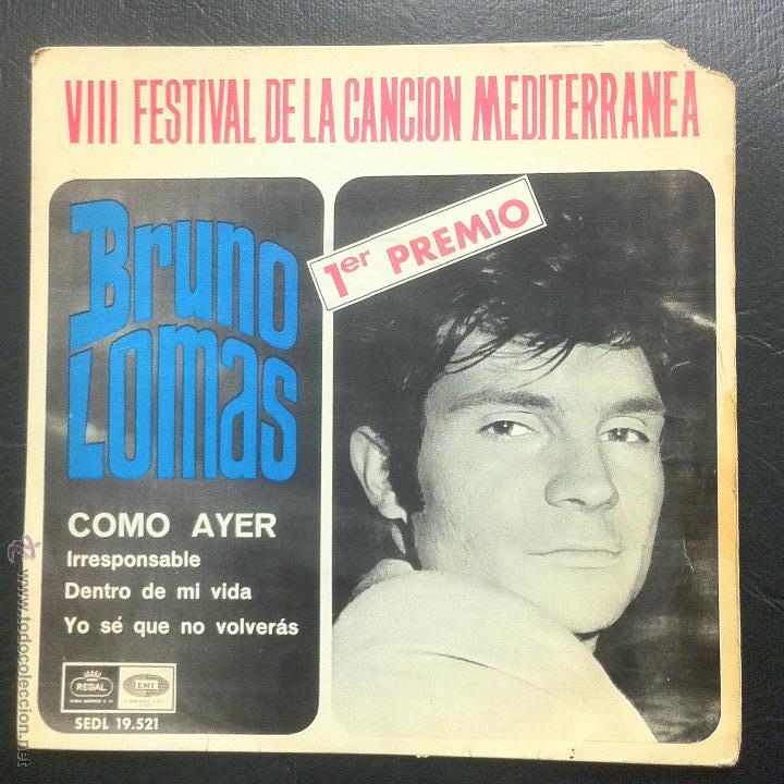 Discos de vinilo: SINGLE BRUNO LOMAS - COMO AYER - REGAL 1966. - Foto 1