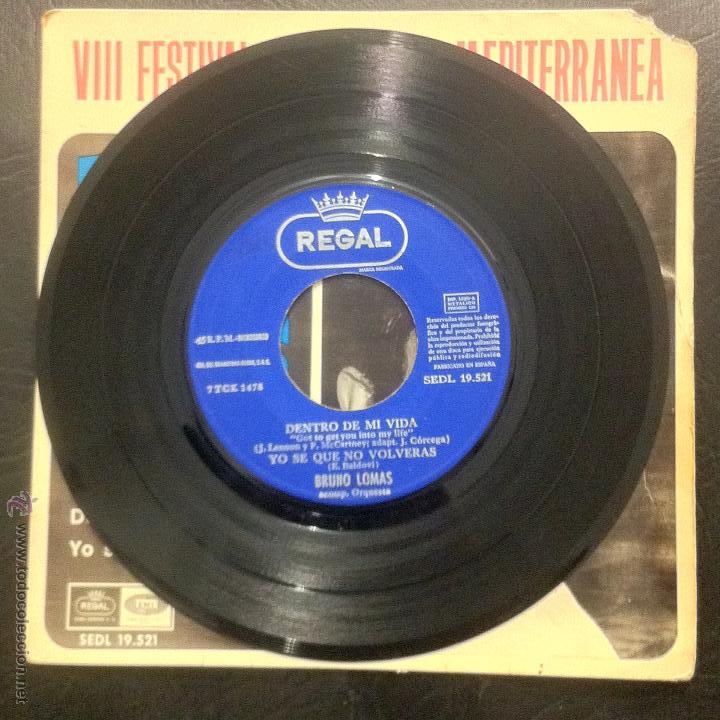 Discos de vinilo: SINGLE BRUNO LOMAS - COMO AYER - REGAL 1966. - Foto 4