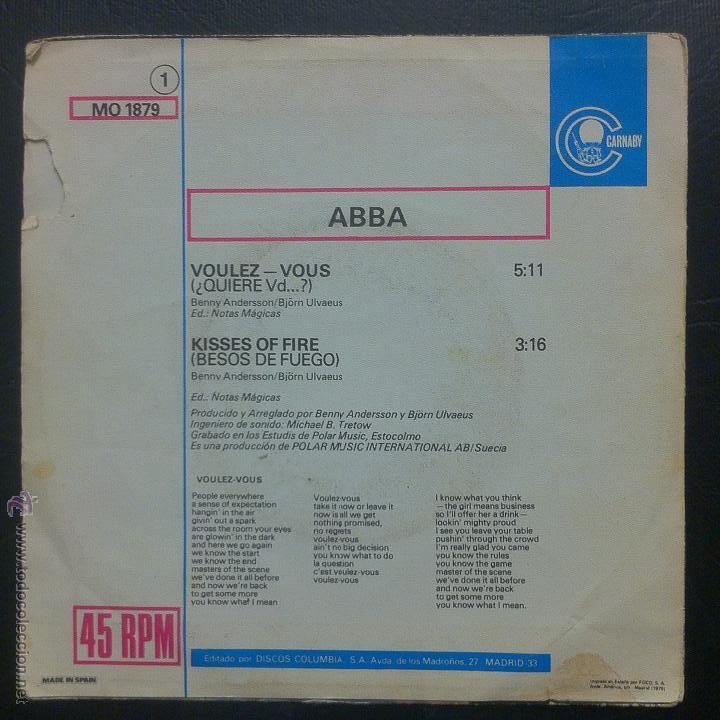 Discos de vinilo: SINGLE ABBA - VOULEZ-VOUS - CARNABY 1979. - Foto 2
