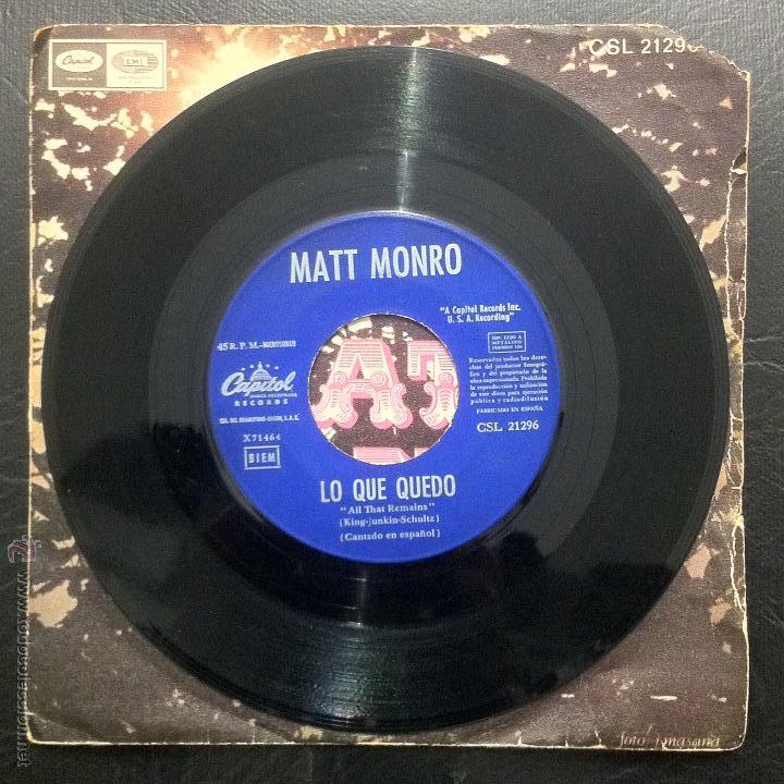 Discos de vinilo: SINGLE MATT MONRO - TODO PASAR&Aacute; - CAPITOL 1969. - Foto 3
