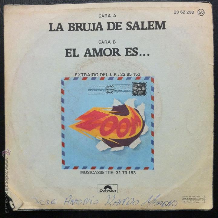 Discos de vinilo: SINGLE ZOOM - LA BRUJA DE SALEM - POLYDOR 1978. - Foto 2