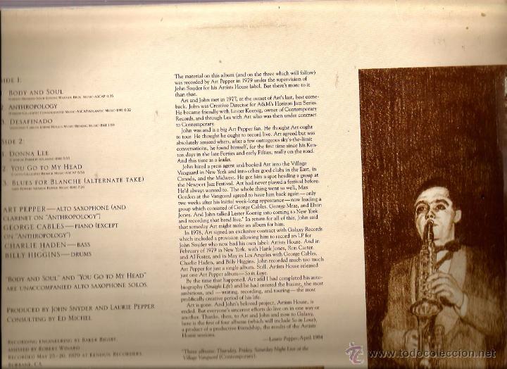 Discos de vinilo: LP ART PEPPER : ARTWORKS - Foto 2