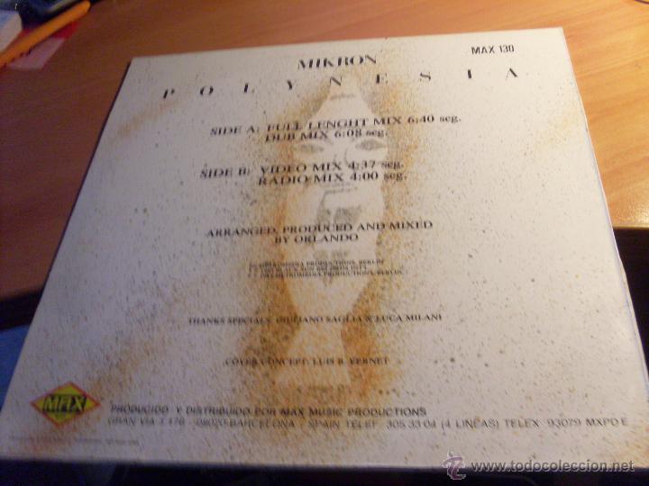 Discos de vinilo: MIKRON (POLYNESIA ) MAXI SINGLE ESPA&Ntilde;A 1985 (B-42) - Foto 3