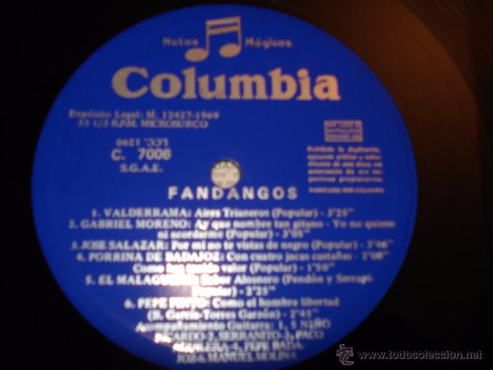 Discos de vinilo: FANDANGOS EL MEJOR MOZO DE ESPA&Ntilde;A - Foto 2