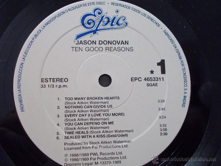 Discos de vinilo: JASON DONOVAN. TEN GOOD REASONS - Foto 2