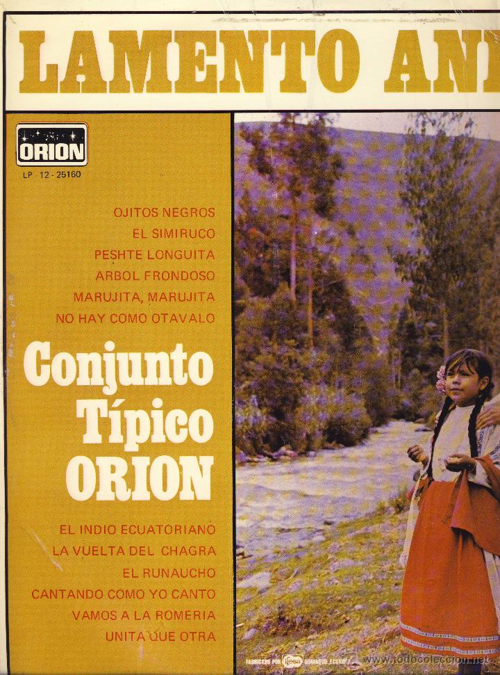 Discos de vinilo: LAMENTO ANDINO.- CONJUNTO TIPICO ORION.- - Foto 1