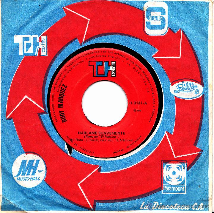 Disques de vinyle: RUDY MARQUEZ-HABLAME SUAVEMENTE + MI PRIMERA NOCHE SIN TI SINGLE VINILO 1972 SIN PORTADA (VENEZUELA)