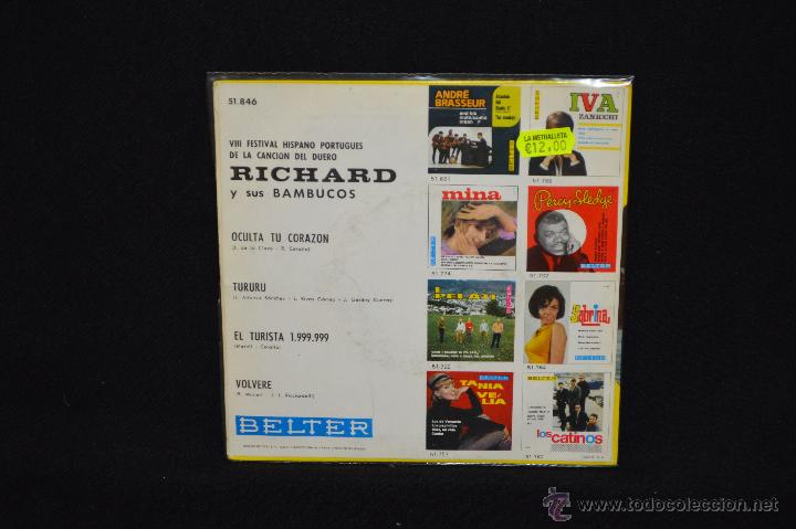 Discos de vinilo: RICHARD Y SUS BAMBUCOS - OCULTA TU CORAZON +3 - EP - Foto 2